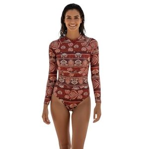 Phax Tropical One piece Long Sleeve Swim suit Women's Size Xs